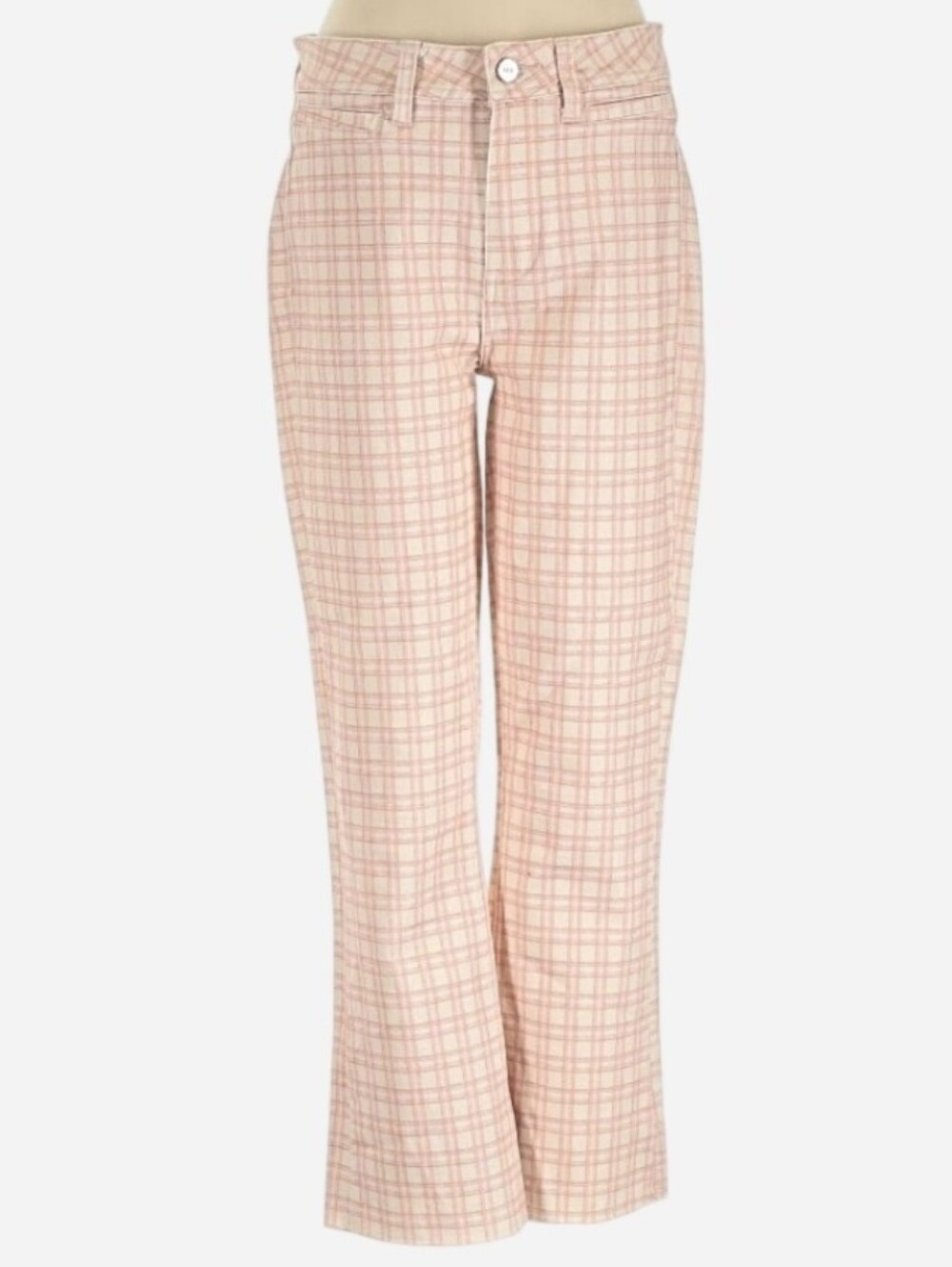 PAIGE Colette Cropped Flare Jeans in Micro Reef Plaid